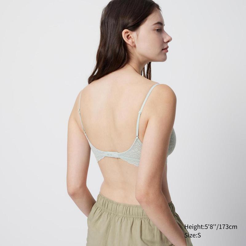 Uniqlo Wireless (No Cup, Stretch Lace) Women Bras Light Green  US |  RAPU-13427