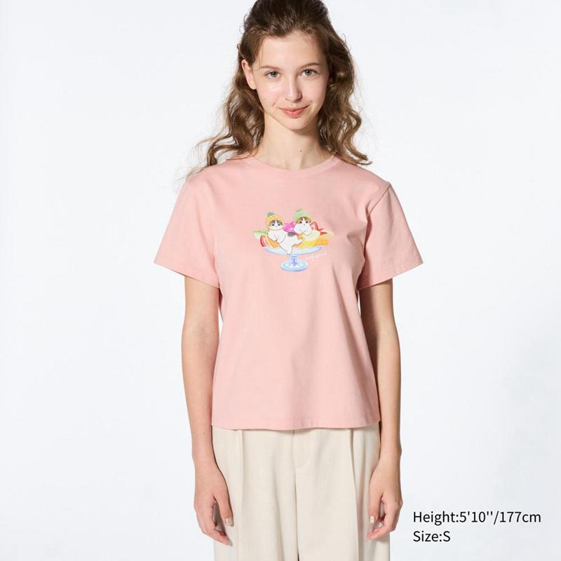 Uniqlo mofusand UT Graphic Women T-Shirts Pink  US |  FEMG-19724